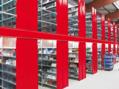 TWO SIDED ARCHIVE AND WAREHOUSE METAL SHELVES